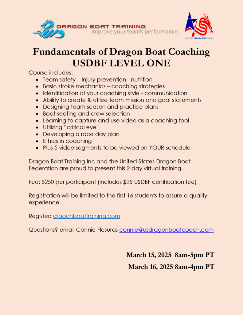 Fundamentals of Dragon Boat Coaching flyerMar 25 1 - SRDBA